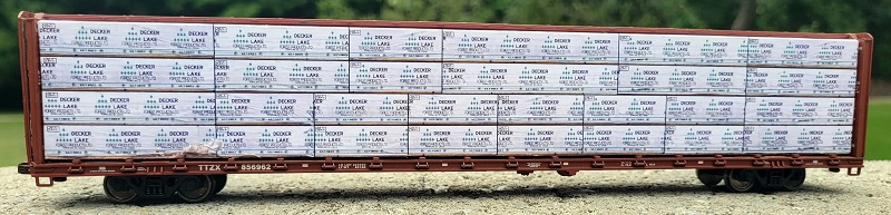 N Scale - Columbus Trainmaster - 72132N - Accessories, Load, Centerbeam,Wrapped - Painted/Lettered - Decker Lake