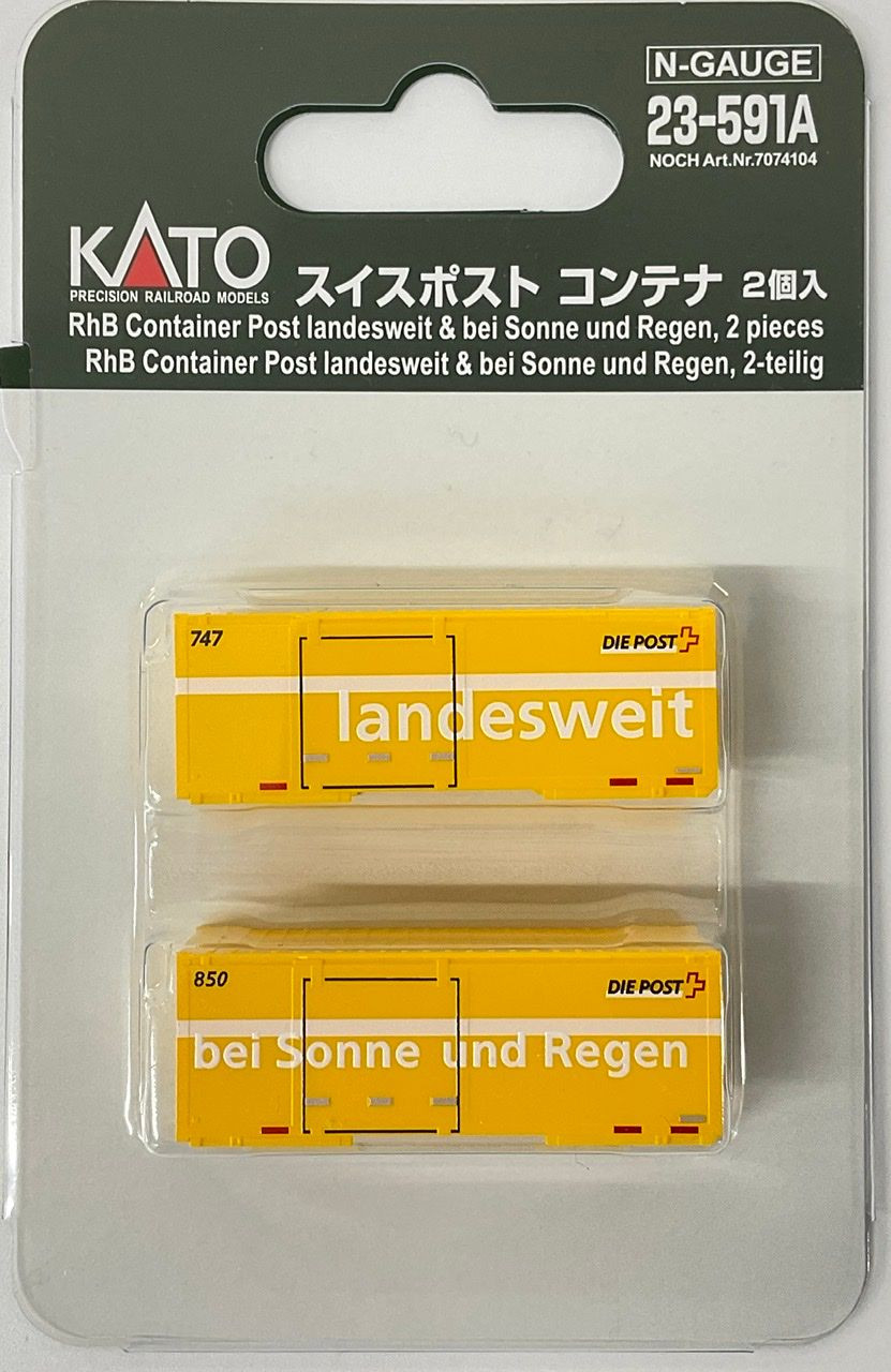 N Scale - Kato - 23-591A - Container, Intermodal, RhB, Refrigerated - Rhaetian Railway - 2-Pack