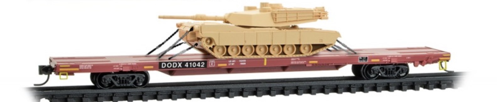 N Scale - Micro-Trains - 137 53 042 - Flatcar, 68 Foot, DODX Heavy-Duty - Department of Defense - 41042