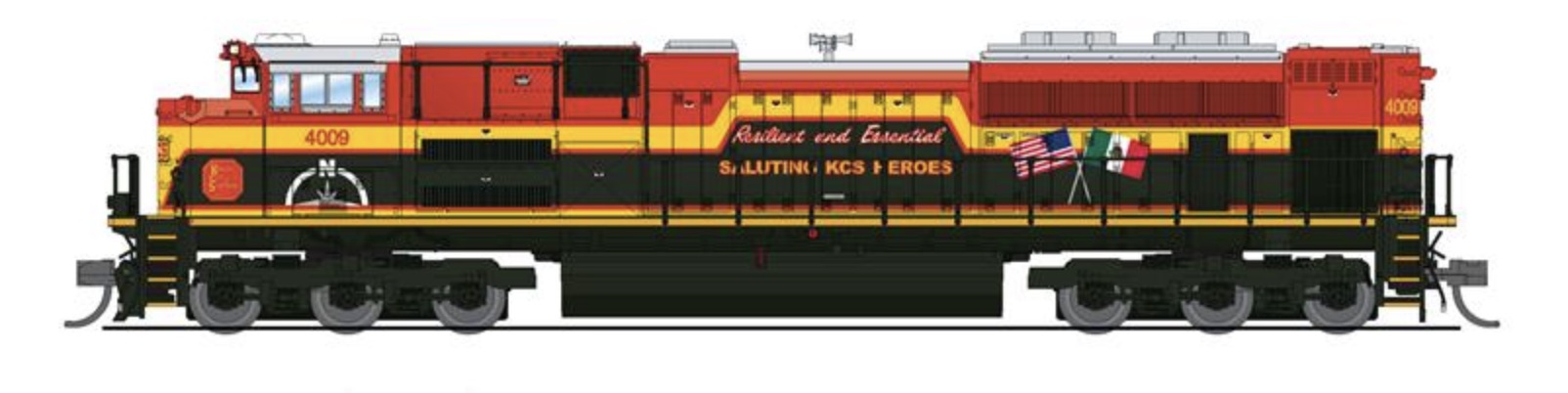 N Scale - Broadway Limited - 8442 - Locomotive, Diesel, EMD SD70ACe - Kansas City Southern - 4009
