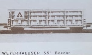 N Scale - Gloor Craft - 101 - Boxcar, 55 Foot, Thrall All-Door - Weyerhaeuser