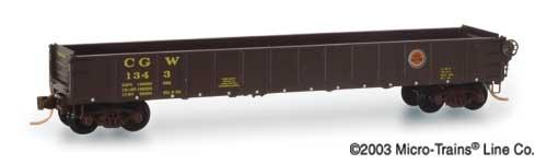 N Scale - Micro-Trains - 48100 - Gondola, 50 Foot, Steel - Chicago Great Western - 1343