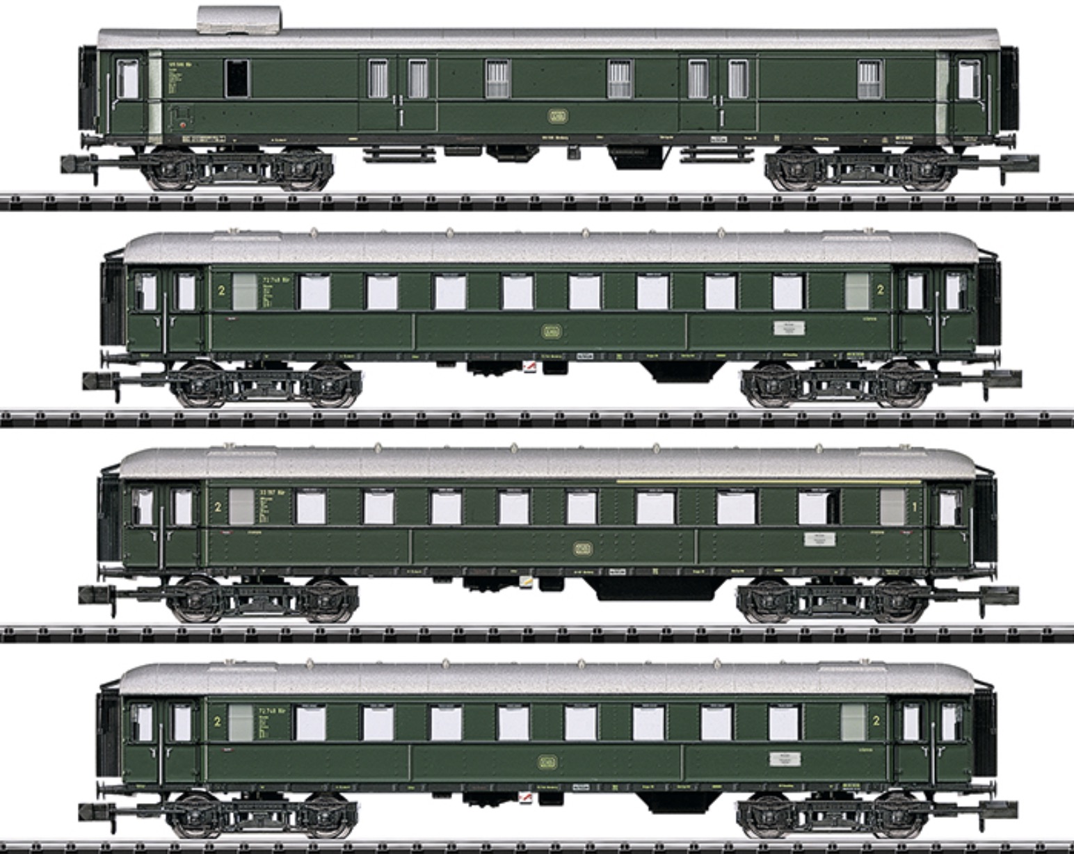 N Scale - Minitrix - 15015 - Passenger Car, DB, Epoch III - Deutsche Bahn - 4-Pack