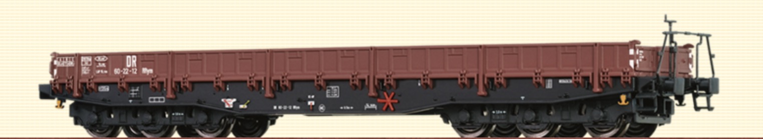 N Scale - Brawa - 67040 - Flatcar, 6-Axle, RRYM - Deutsche Reichsbahn - 60-22-98