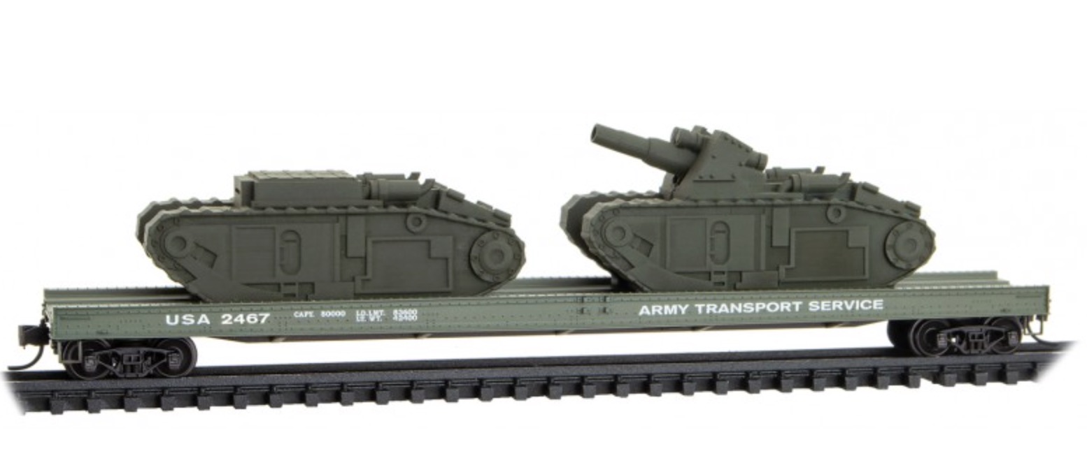 N Scale - Micro-Trains - 139 00 032 - Flatcar, 70 Foot, Straight Side - United States Army - 2467