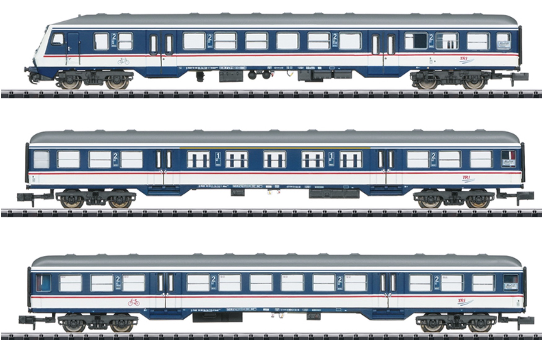 N Scale - Minitrix - 18289 - Passenger Car, Coach, Control Car, Epoch VI - Train Rental Inc. - 3-Pack