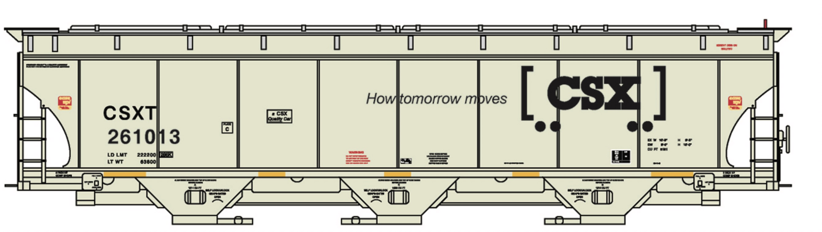 N Scale Intermountain 67261 06 Covered Hopper 3 Bay Trini