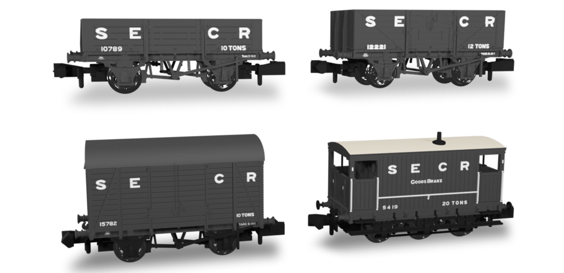 N Scale - Rapido Trains UK - 942001 - Freight, Mixed, British - South Eastern and Chatham - 4-Pack