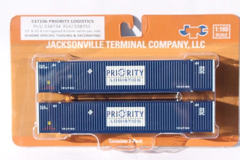 N Scale - Jacksonville Terminal - 537106 - Container, 53 Foot, Corrugated - Priority Logistics - 2-Pack