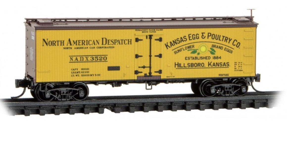N Scale - Micro-Trains - 058 00 602 - Reefer, Ice, Wood - North American Despatch - 3520