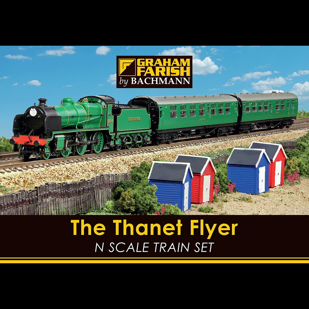 N Scale - Graham Farish - 370-165 - Passenger Train, Steam, European, 2-6-0 - Southern (UK) - The Thanet Flyer Train Set