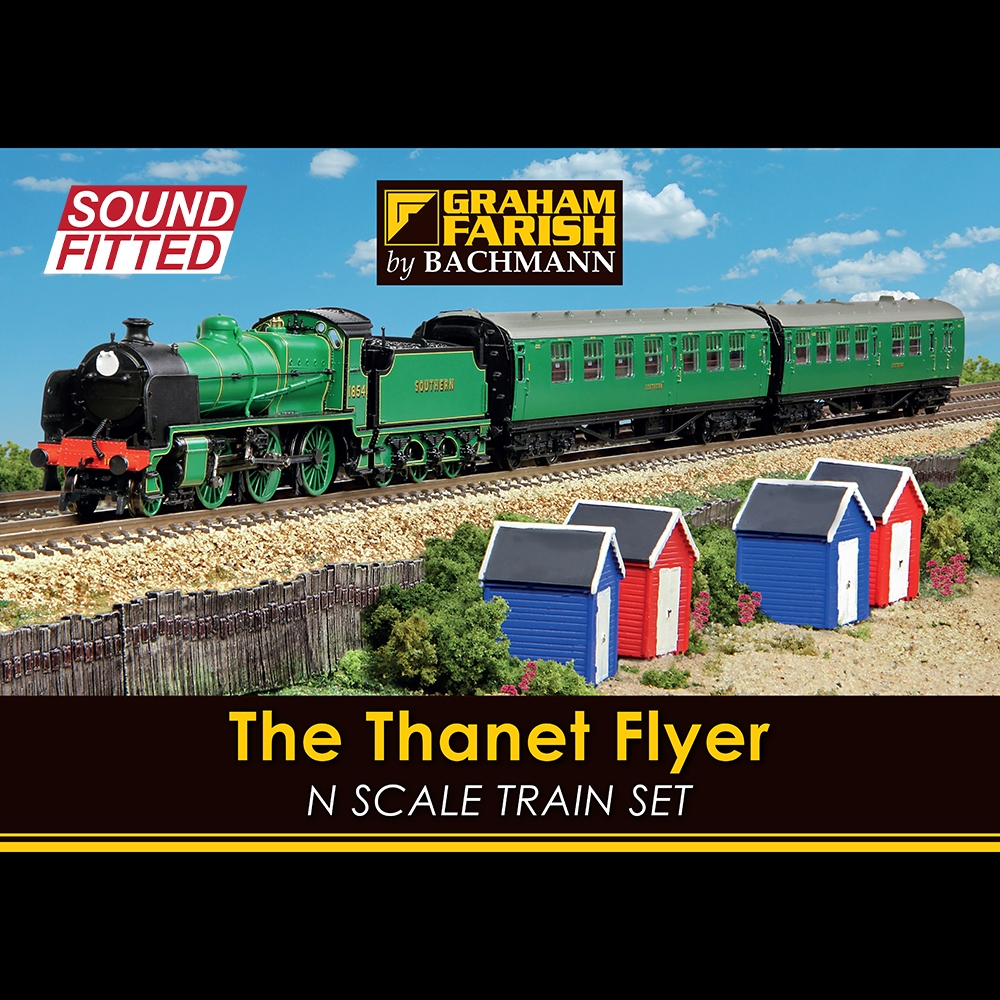 N Scale - Graham Farish - 370-165S - Passenger Train, Steam, European, 2-6-0 - Southern (UK) - The Thanet Flyer Train Set