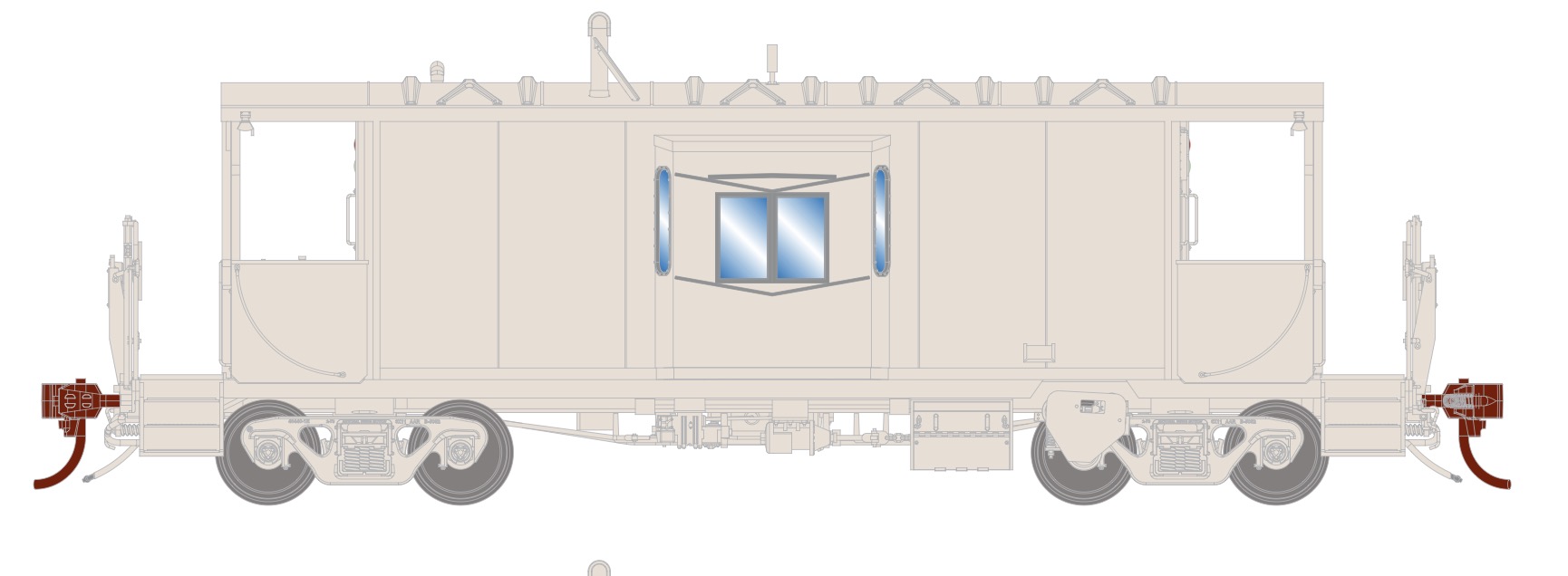 N Scale - Athearn - 1651 - Caboose, Bay Window, CA-11a - Undecorated