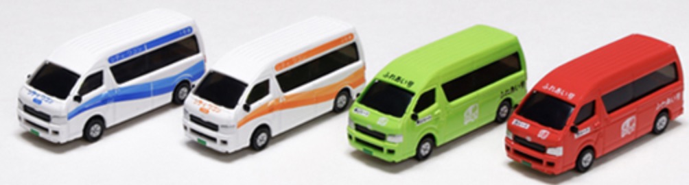N Scale - Kato - 23-651C - Automobile, Toyota, HiAce - Painted/Lettered - 4-Car Set