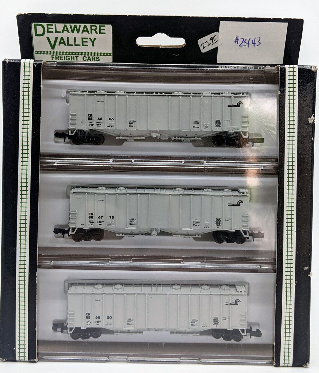 N Scale - Delaware Valley - 2443 - Covered Hopper, 2-Bay, GATX Airslide 4180 - Conrail - 3-Pack