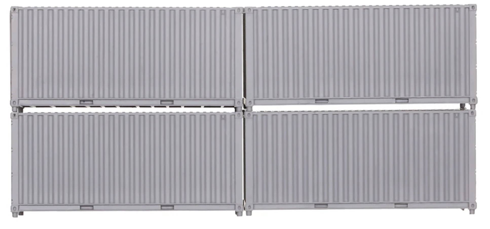 N Scale - Dapol - 2A-000-035 - Container, 20 Foot, Corrugated - Undecorated - 4-Pack