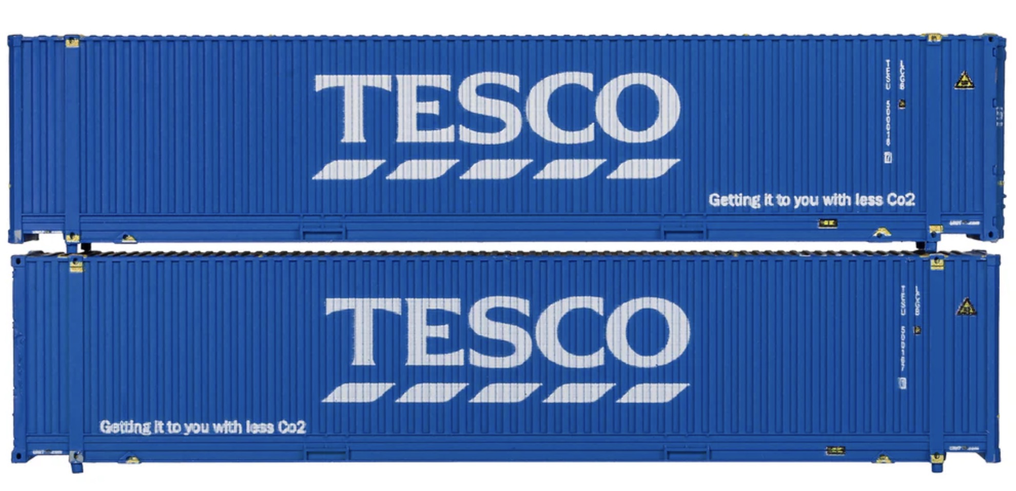 N Scale - Dapol - 2F-028-021 - Container, 45 Foot, Corrugated, Hi-Cube - Tesco - 2-Pack
