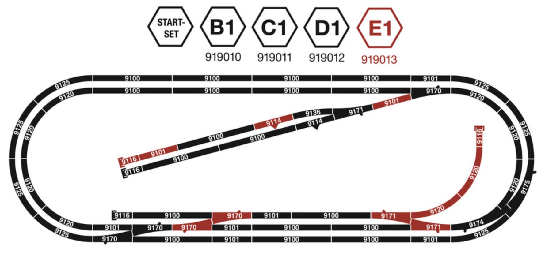 N Scale - Fleischmann - 919013 - Track, Starter Set, Ballast - Track, N Scale - 147 cm x 48 cm