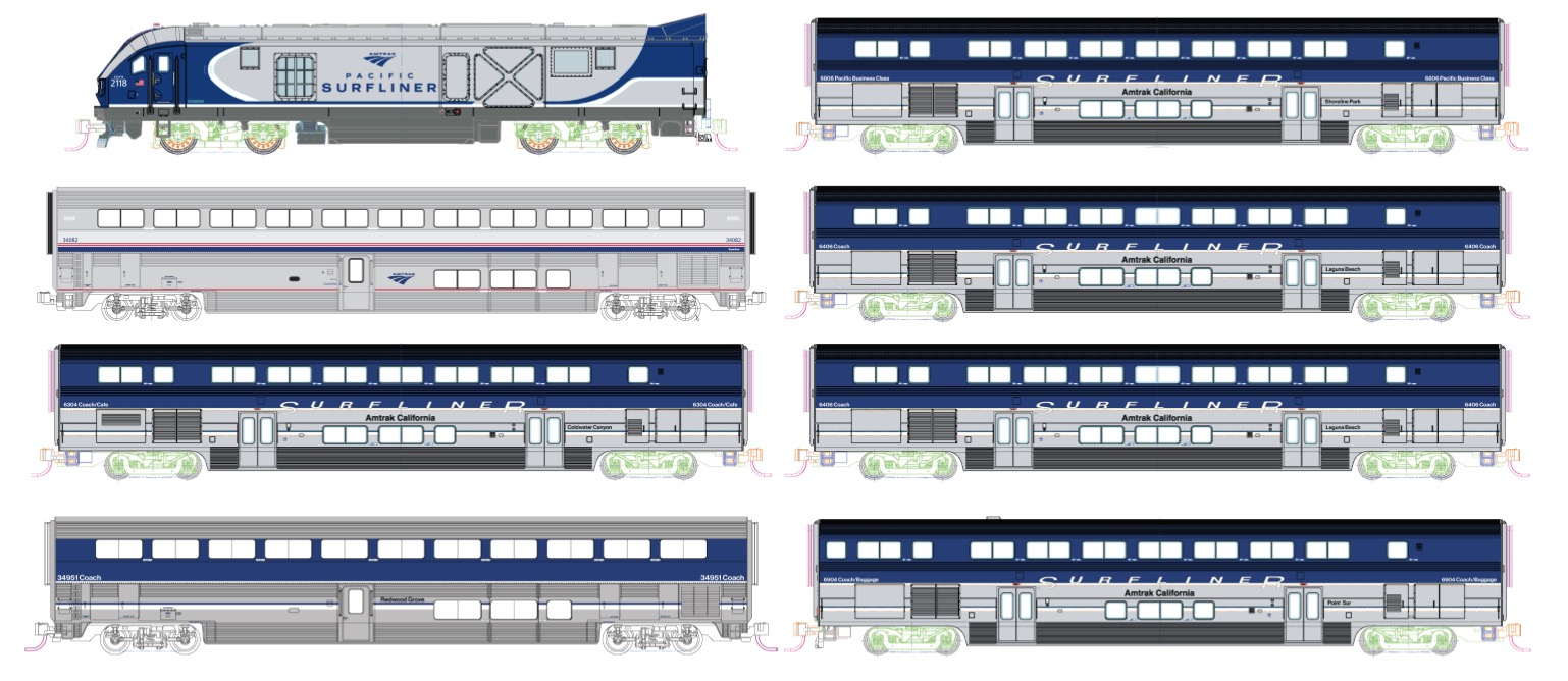 N Scale - Kato USA - 106-9010-S - Passenger Car, Siemens SC-44, Surfliner - Amtrak - 8-Car Set