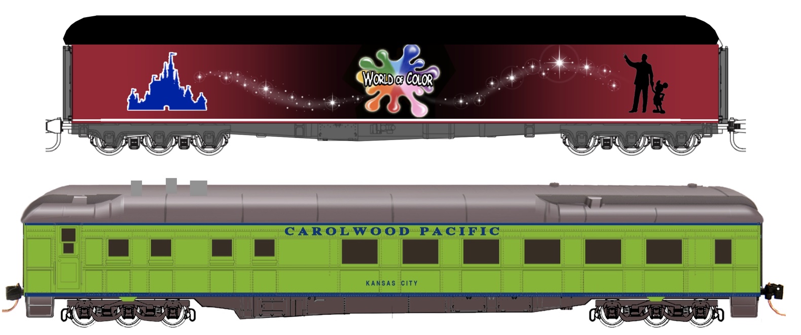 N Scale - Micro-Trains - NSE MTL 22-11 - Passenger Car, Heavyweight - Carolwood Pacific - 2-Pack