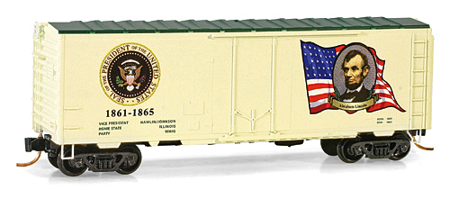 N Scale - Micro-Trains - 074 00 125 - Boxcar, 40 Foot, Steel Plug Door - Presidential Cars - Abraham Lincoln: 1861-1865
