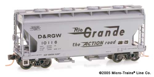 N Scale - Micro-Trains - 092 00 020 - Covered Hopper, 2-Bay, ACF Centerflow - Rio Grande - 10116