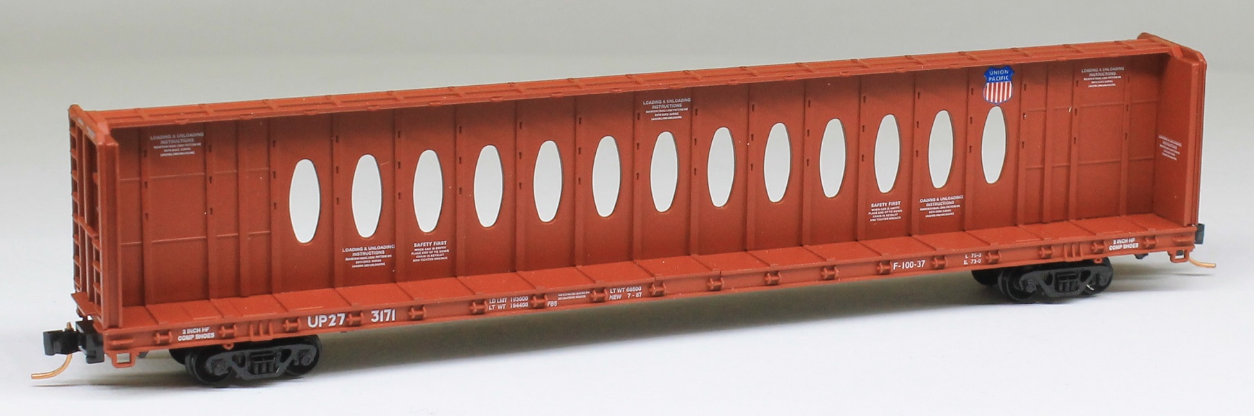 N Scale - Red Caboose - RN-16603-22 - Flatcar, 73 Foot, Centerbeam - Union Pacific - 273171
