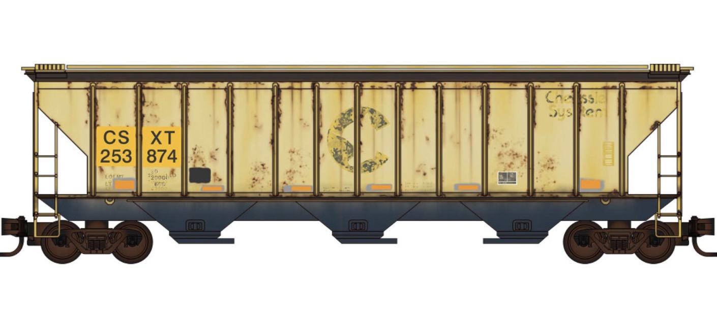 N Scale - Micro-Trains - 096 45 220 - Covered Hopper, 3-Bay, PS-2 - CSX Transportation - 253874