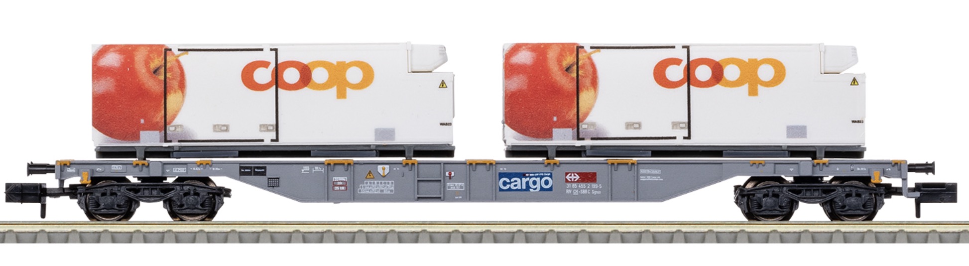 N Scale - Minitrix - 15495 - Flatcar, Sgnss , Container Transport - SBB CFF FFS - 31 85 455 2 199-5