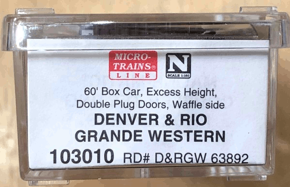 DRGW 63892 60' Box Car D&RGW Micro-Trains Line N Scale MTL 