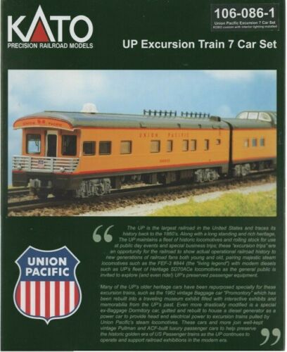 N Scale - Kato USA - 106-086-1 - Passenger Car, North America, Transition Era Consist - Union Pacific - 7 Car Set