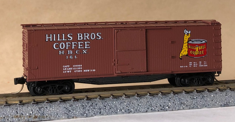 N Scale - Micro-Trains - 42100 - Boxcar, 40 Foot, Double Wood Sheathed - HIlls Brothers Coffee - 161