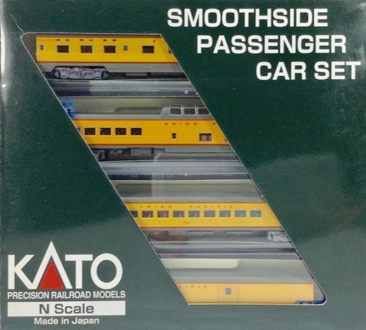 N Scale - Kato USA - 106-1102 - Union Pacific Smooth Side Passenger Car 4-Car Set B2 - Union Pacific - 5565, 5402, 7011, American Flyer
