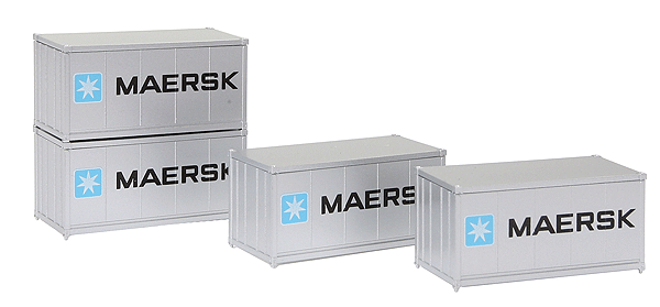 Z Scale - Micro-Trains - 760 00 010 - Container, 20 Foot, Dry - Maersk - 4-Pack