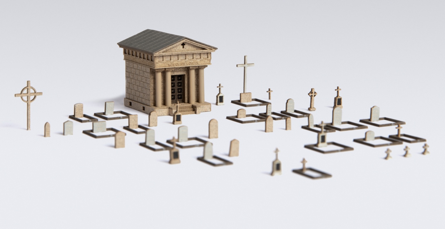 Z Scale - Archistories - 408181 - Structure, Details , Cemetery, Graveyard - Painted/Unlettered