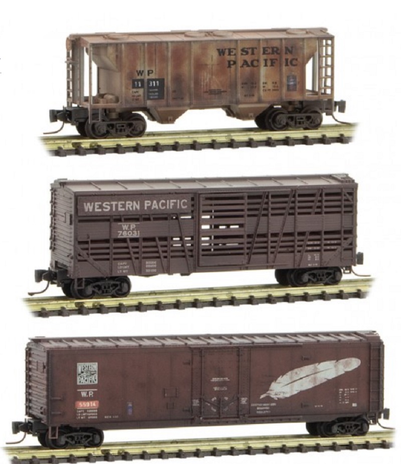 Z Scale - Micro-Trains - 994 05 220 - Mixed Freight Consist, North America, Transition Era - Western Pacific - 3-Pack