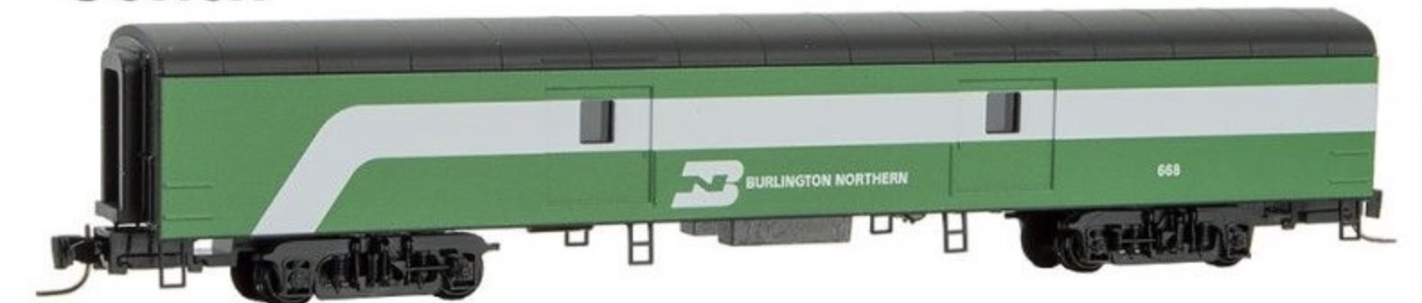 Z Scale - Micro-Trains - 551 54 170 - Passenger Car, Lightweight, Smoothside, Baggage - Burlington Northern - 668