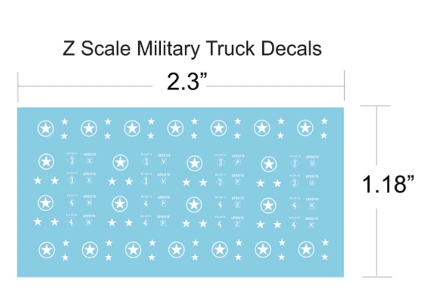 Z Scale - EA Electronics - 9001 - Detail Parts, Decals, Military Truck - United States Army