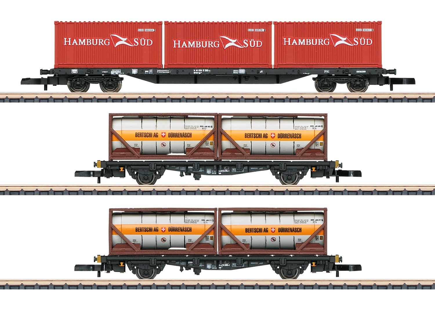 Z Scale - Märklin - 82663 - Rolling Stock, Freight, Europe, Epoch IV, Container Car - Deutsche Bahn - 3-Pack