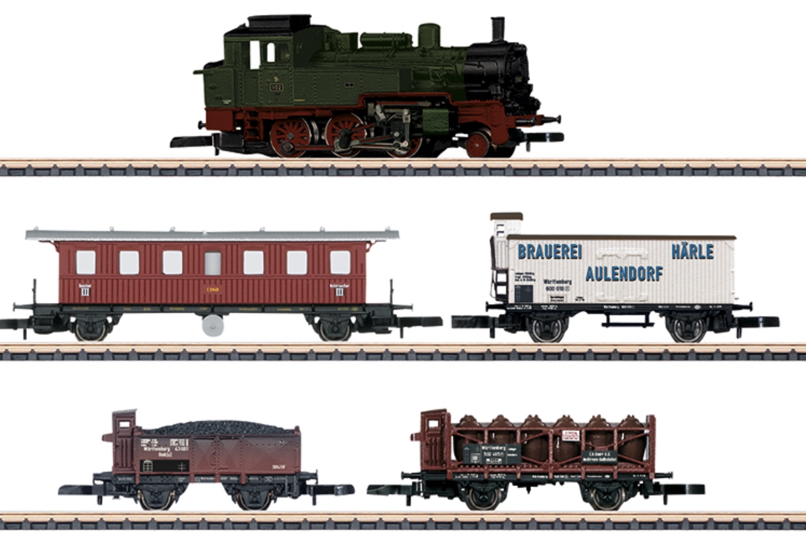 Z Scale - Märklin - 81390 - Fright Train, Steam, Europe, Epoch I - Royal Württemberg State Railways - 5-Pack