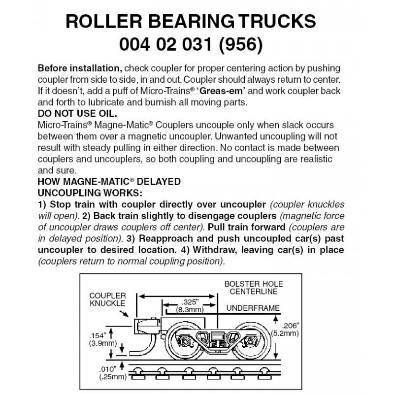 Z Scale - Micro-Trains - 004 02 031 - Truck, Roller Bearing, Short Extension - Painted/Unlettered - 1-Pack