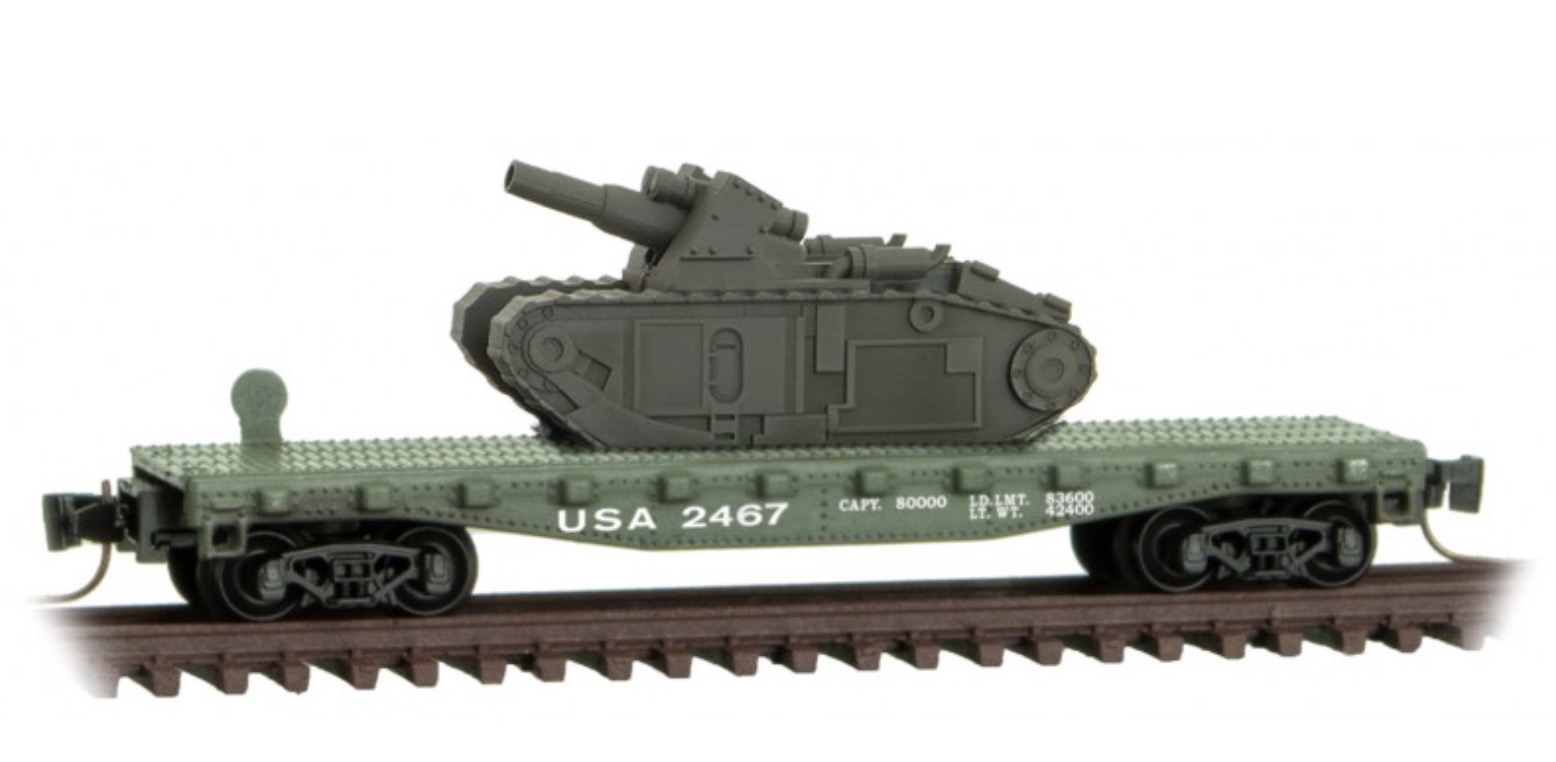 Z Scale - Micro-Trains - 525 00 182 - Flatcar, 40 Foot - United States Army - 2467