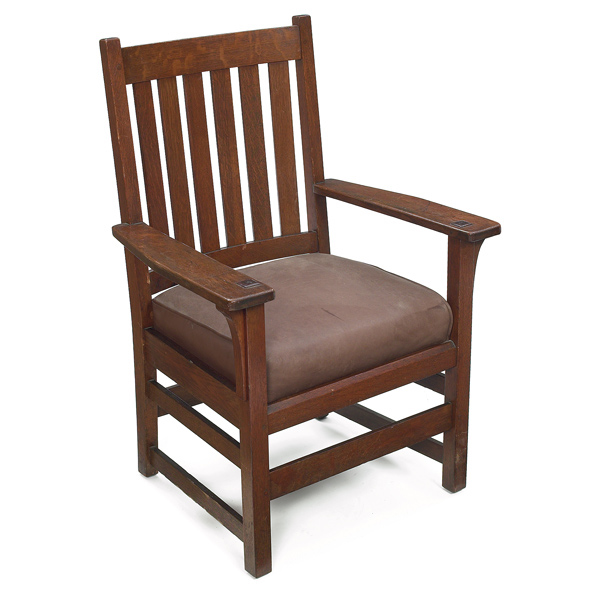 Furniture - L&JG Stickley - 816 - Arm Chair, Vertical Slat Back, Spring Cushion Seat