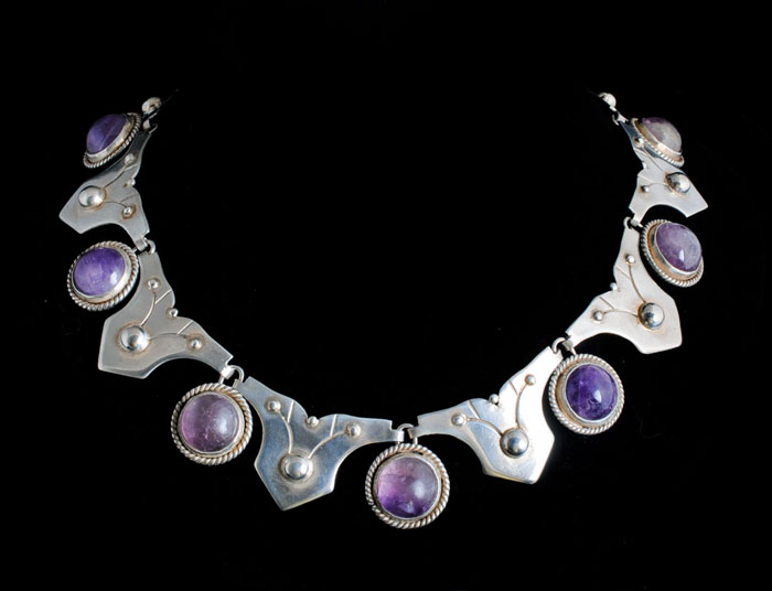 Mexican Silver - Fred Davis - Shields and Cabochons Necklace